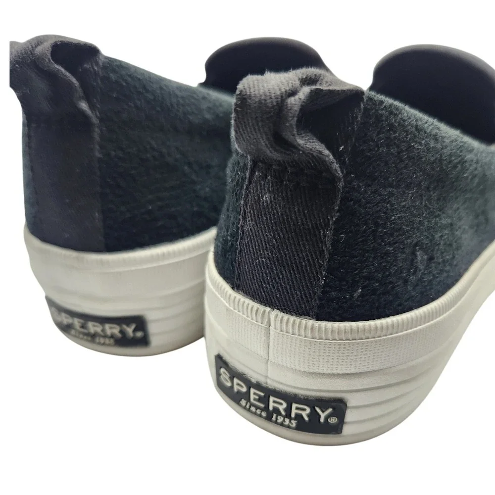 Sperry platform black suede leather Size‎ 5.5 slip ons